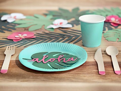 Wizytówki na stół MONSTERA dekoracje hawajskie x6 Wizytówki na stół MONSTERA dekoracje hawajskie x6