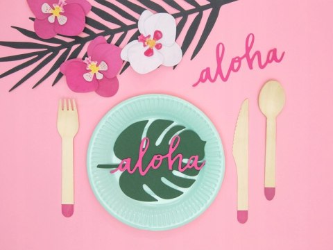 Wizytówki na stół MONSTERA dekoracje hawajskie x6 Wizytówki na stół MONSTERA dekoracje hawajskie x6