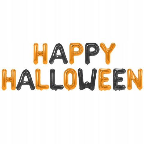 Balony literki napis Halloween czarny pomarańczowy Balony literki napis Halloween czarny pomarańczowy