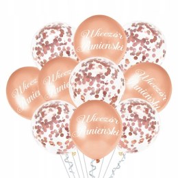Balony na wieczór panieński różowe złoto konfetti