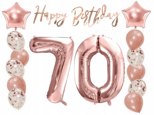 Balony z konfetti baner napis na 70 urodziny hel Balony z konfetti baner napis na 70 urodziny hel