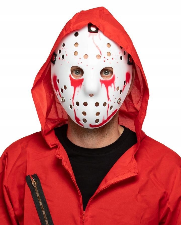 Maska Piątek 13 biała z krwią strój na Halloween Maska Piątek 13 biała z krwią strój na Halloween