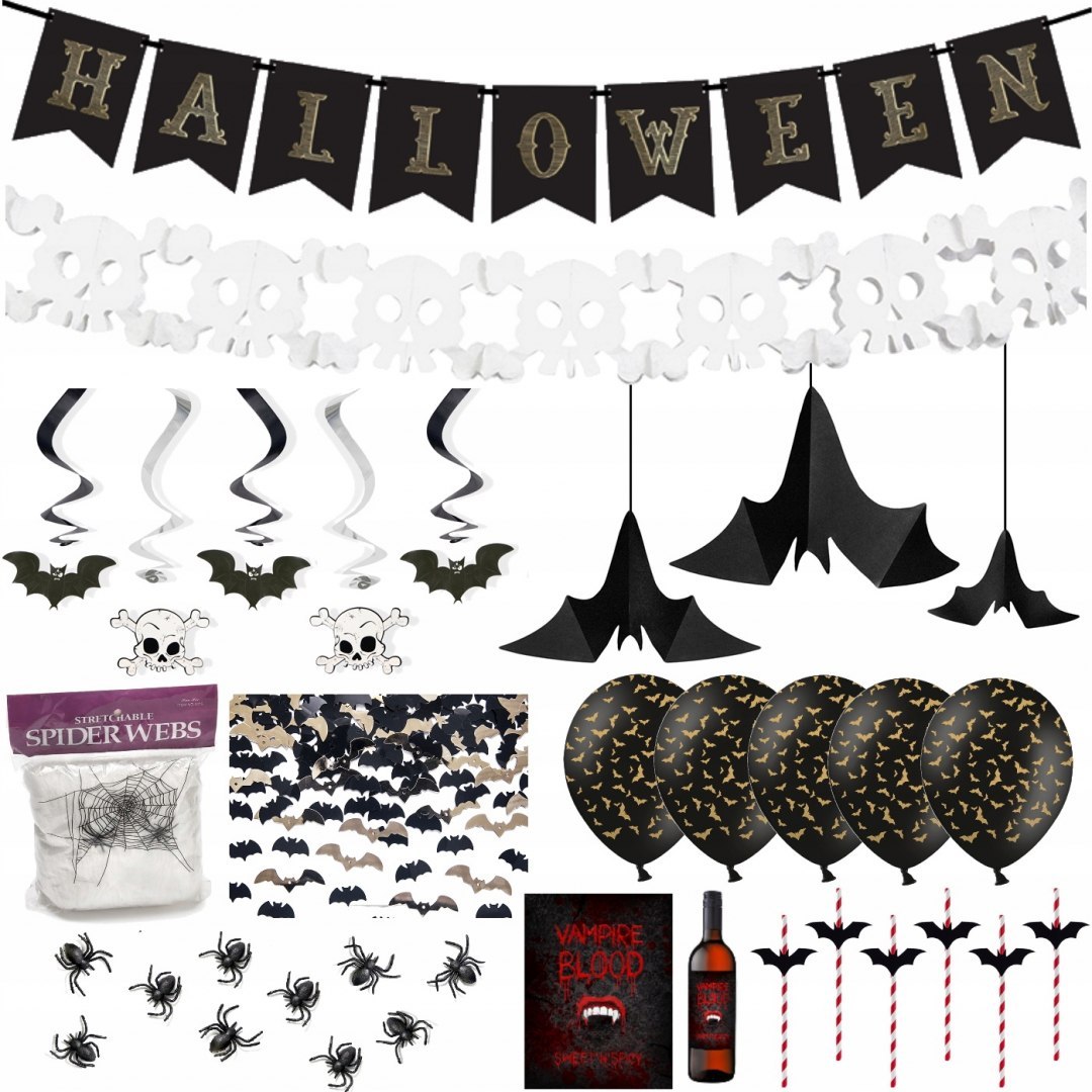Wielki zestaw na Halloween dekoracje ozdoby balony Wielki zestaw na Halloween dekoracje ozdoby balony