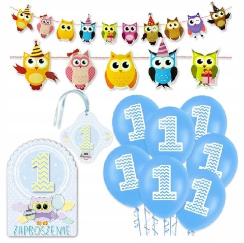 Zestaw zaproszenia balony na 1 urodziny roczek Zestaw zaproszenia balony na 1 urodziny roczek