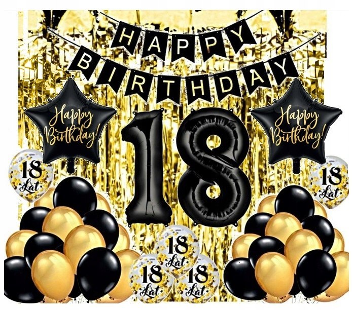 Balony cyfry czarne wielkie na 18 urodziny HEL 1m Balony cyfry czarne wielkie na 18 urodziny HEL 1m