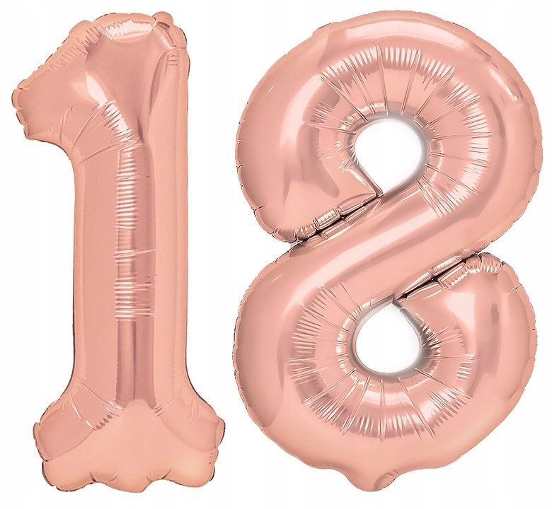 Balony cyfry rosegold wielkie na 18 urodziny 100cm Balony cyfry rosegold wielkie na 18 urodziny 100cm