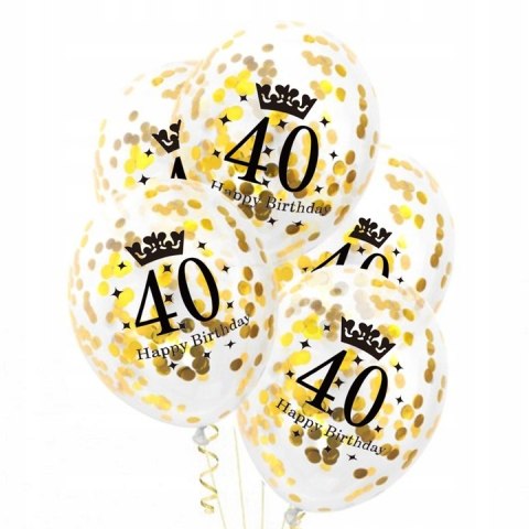 Balony na 40 urodziny czarne złote konfetti ZESTAW Balony na 40 urodziny czarne złote konfetti ZESTAW