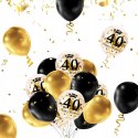 Balony z konfetti złote ozdoby na 40 urodziny x15 Balony z konfetti złote ozdoby na 40 urodziny x15