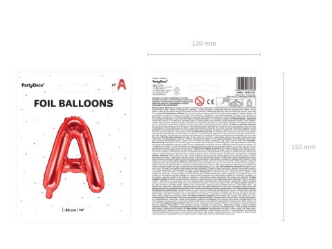 Balon foliowy Litera ''A'', 35cm, czerwony Balon foliowy Litera ''A'', 35cm, czerwony