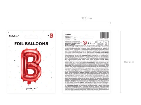 Balon foliowy Litera ''B'', 35cm, czerwony Balon foliowy Litera ''B'', 35cm, czerwony