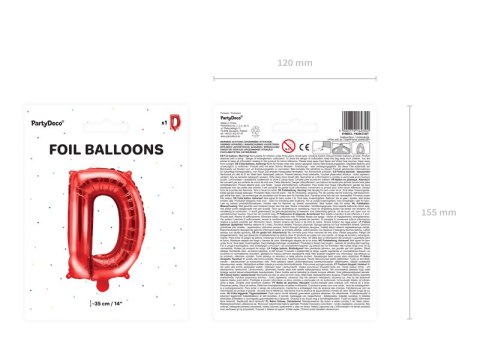 Balon foliowy Litera ''D'', 35cm, czerwony Balon foliowy Litera ''D'', 35cm, czerwony