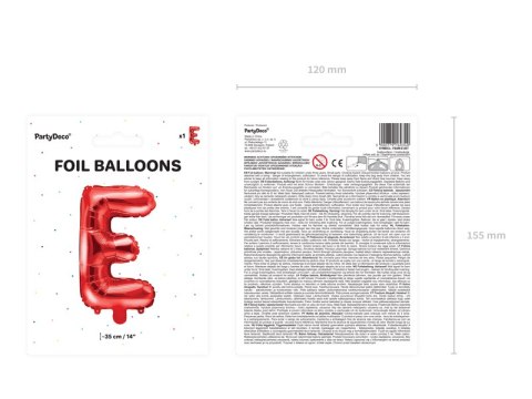 Balon foliowy Litera ''E'', 35cm, czerwony Balon foliowy Litera ''E'', 35cm, czerwony