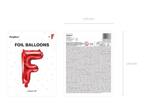 Balon foliowy Litera ''F'', 35cm, czerwony Balon foliowy Litera ''F'', 35cm, czerwony