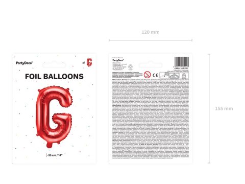 Balon foliowy Litera ''G'', 35cm, czerwony Balon foliowy Litera ''G'', 35cm, czerwony