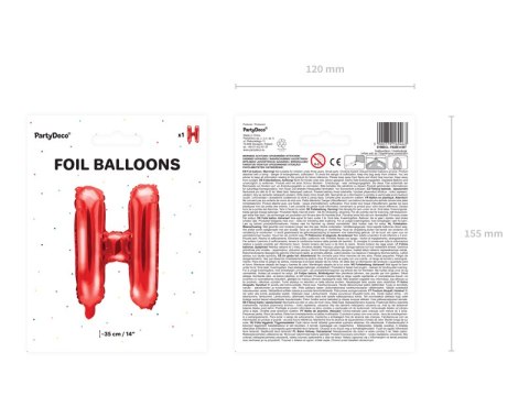 Balon foliowy Litera ''H'', 35cm, czerwony Balon foliowy Litera ''H'', 35cm, czerwony
