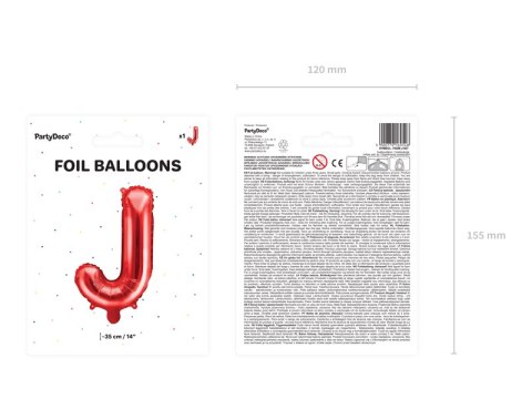 Balon foliowy Litera ''J'', 35cm, czerwony Balon foliowy Litera ''J'', 35cm, czerwony