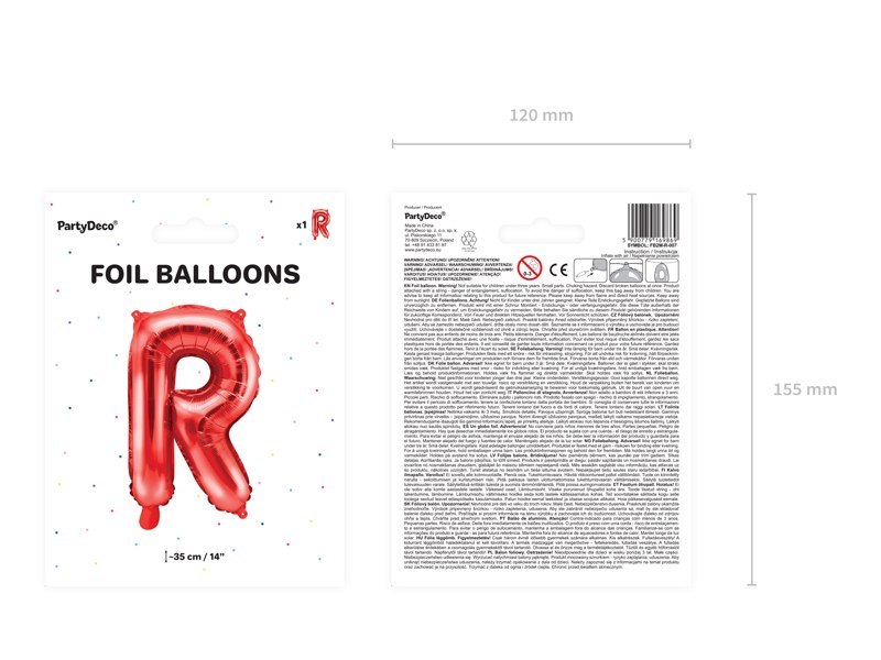 Balon foliowy Litera ''R'', 35cm, czerwony Balon foliowy Litera ''R'', 35cm, czerwony