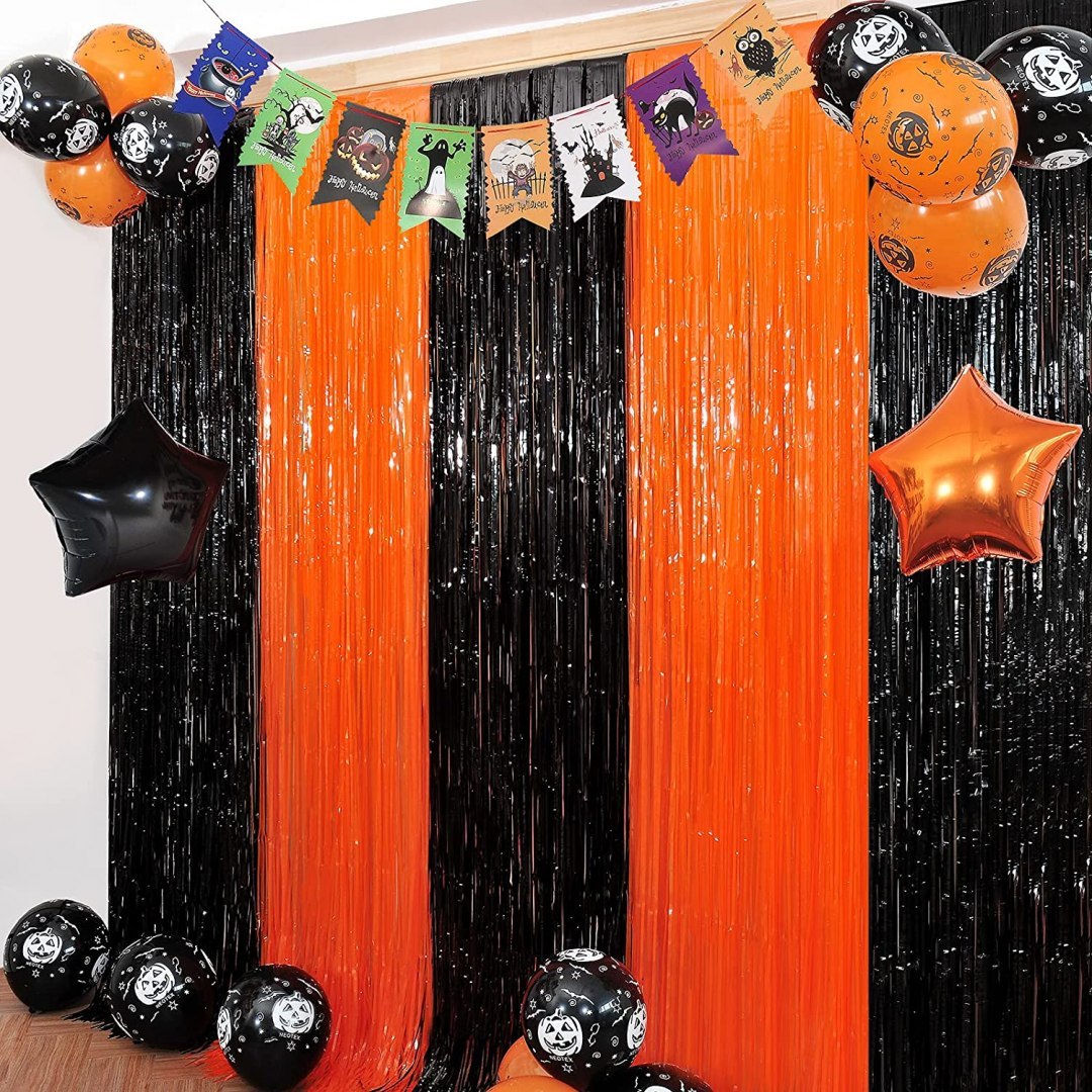 Czarna kurtyna tło dekoracje ozdoby na Halloween