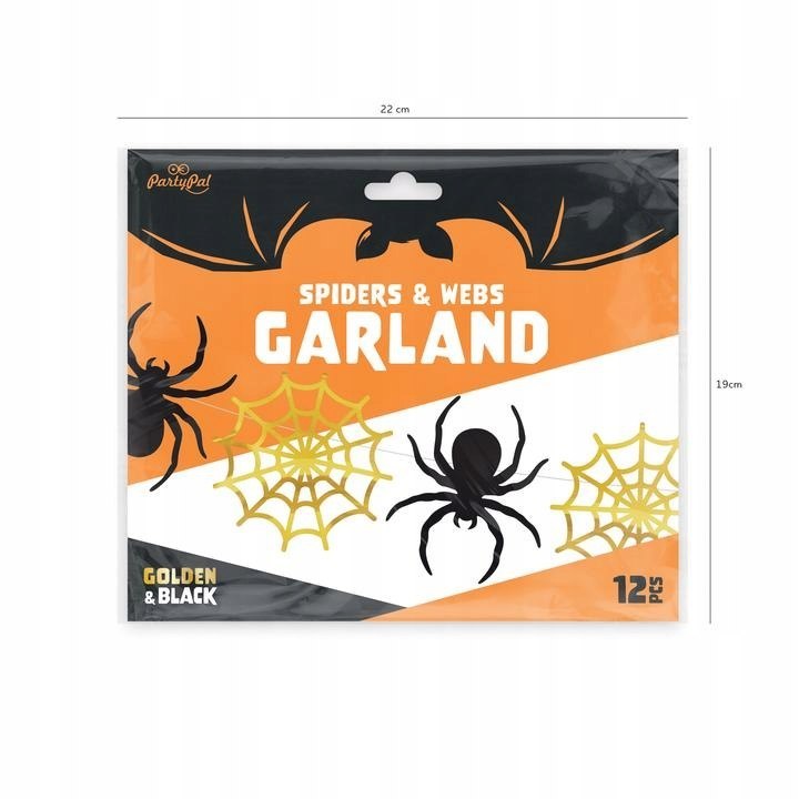 Girlanda pająki pajęczyny czarne złote Halloween