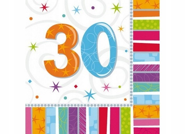 Serwetki na 30 urodziny dekoracje urodzinowe na 30