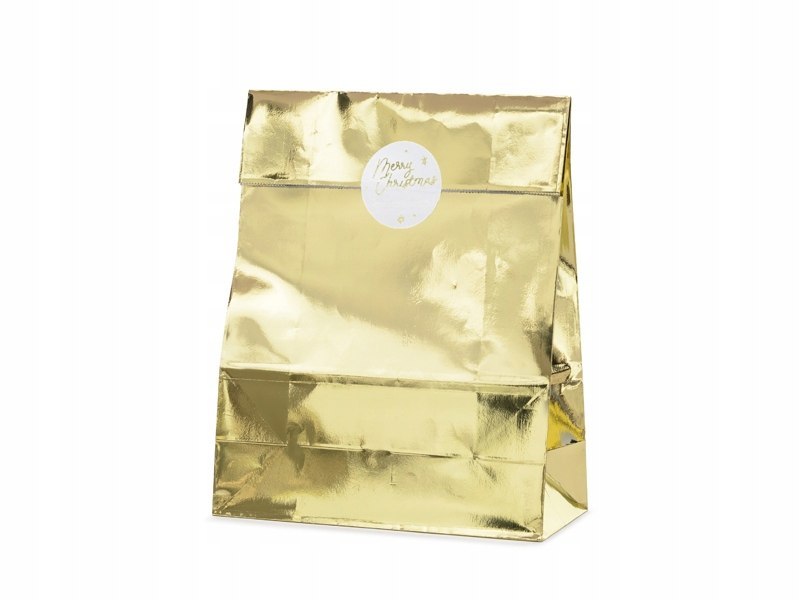 Świąteczne torebki na prezenty złote Mikołajki x3