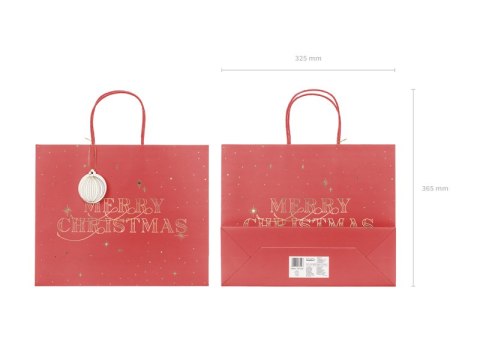 Torebka na prezenty Merry Christmas, bordo, 32.5x26.5x11.5cm Torebka na prezenty Merry Christmas, bordo, 32.5x26.5x11.5cm