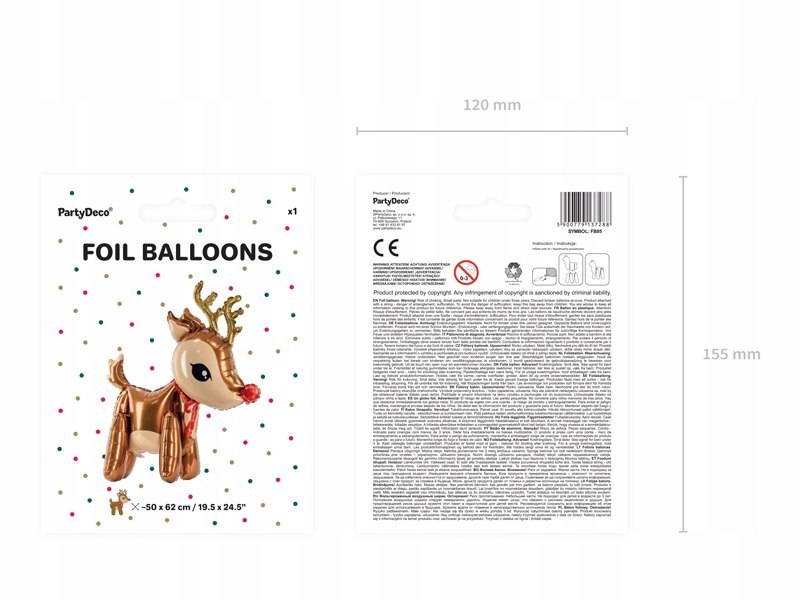 Balon Renifer świąteczne balony ozdoby dla dzieci