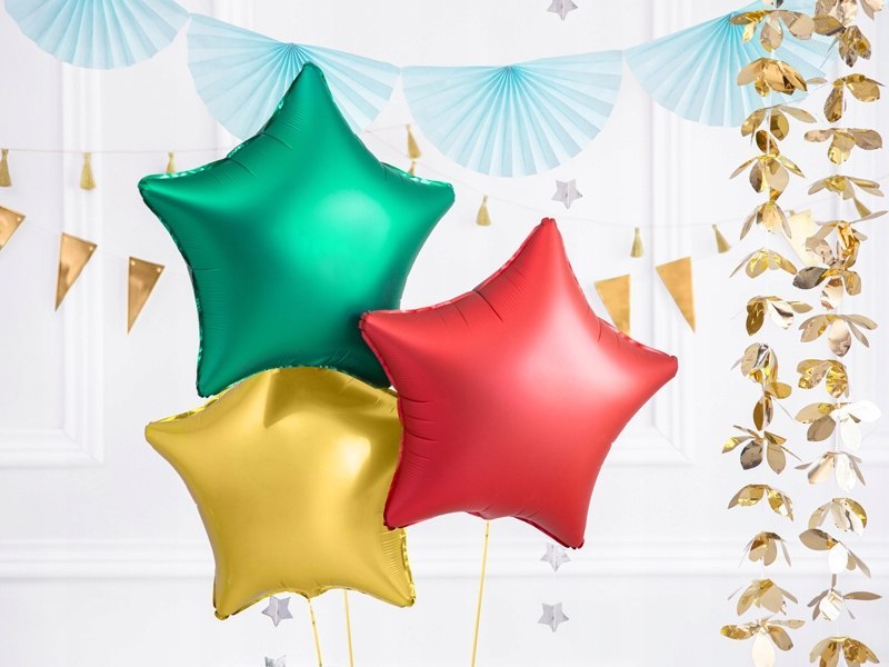 Balon foliowy satynowy Czerwona Gwiazdka na święta Balon foliowy satynowy Czerwona Gwiazdka na święta