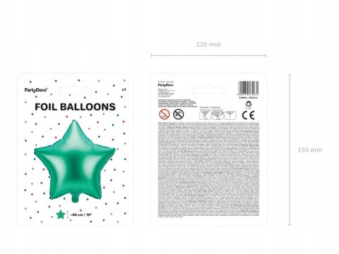 Balon foliowy satynowy Zielona Gwiazdka na święta Balon foliowy satynowy Zielona Gwiazdka na święta