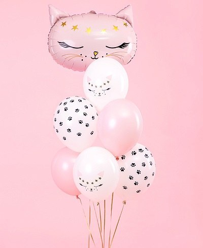 Balony KOTY na kocie urodziny 7szt + butla z helem Balony KOTY na kocie urodziny 7szt + butla z helem