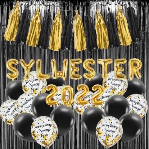 Wielki zestaw napis na Sylwester 2022 balony baner Wielki zestaw napis na Sylwester 2022 balony baner