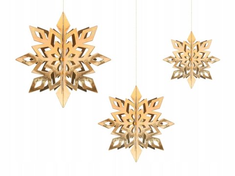 Zawieszki śnieżynki złote dekoracje świąteczne x6