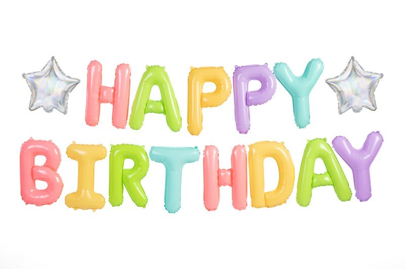 Balon foliowy Happy Birthday, 395x35cm, mix Balon foliowy Happy Birthday, 395x35cm, mix