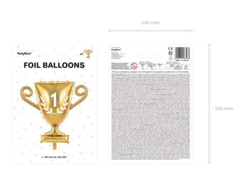 Balon foliowy Puchar, 64x61cm, złoty Balon foliowy Puchar, 64x61cm, złoty