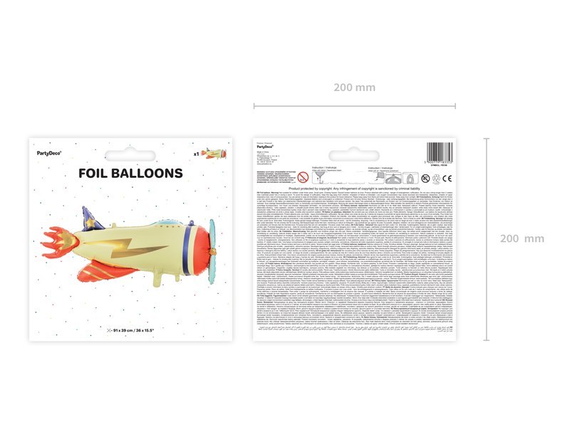 Balon foliowy Samolot, 91x39cm, mix Balon foliowy Samolot, 91x39cm, mix