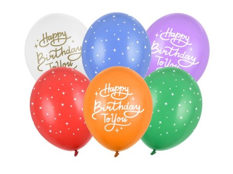 Balony 30 cm, Happy Birthday To You, mix (1 op. / 6 szt.)