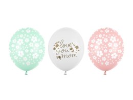 Balony 30 cm, Love you mom, mix (1 op. / 50 szt.)