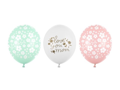 Balony 30 cm, Love you mom, mix (1 op. / 50 szt.)