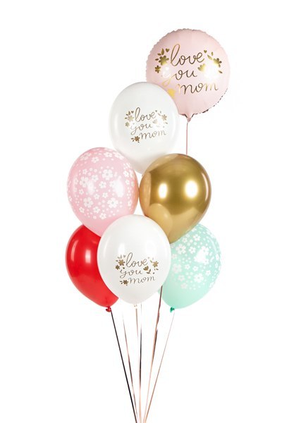 Balony 30 cm, Love you mom, mix (1 op. / 50 szt.) Balony 30 cm, Love you mom, mix (1 op. / 50 szt.)