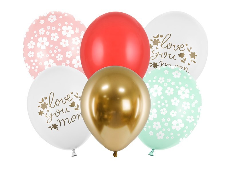 Balony 30 cm, Love you mom, mix (1 op. / 6 szt.) Balony 30 cm, Love you mom, mix (1 op. / 6 szt.)