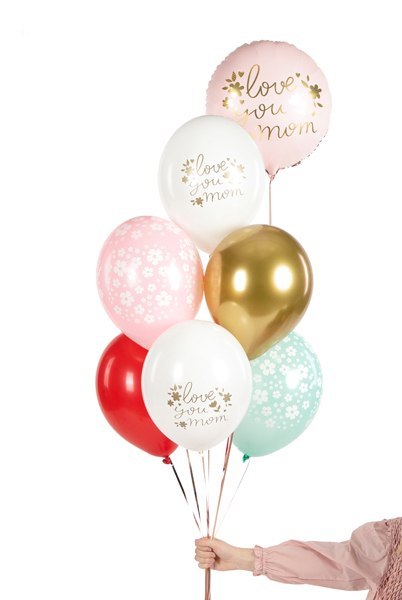 Balony 30 cm, Love you mom, mix (1 op. / 6 szt.) Balony 30 cm, Love you mom, mix (1 op. / 6 szt.)