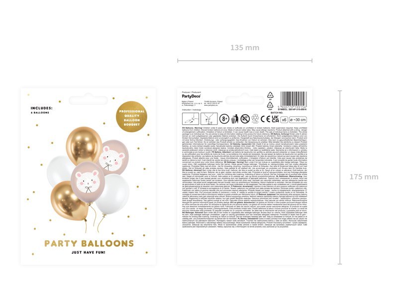 Balony 30 cm, Miś polarny, mix (1 op. / 6 szt.) Balony 30 cm, Miś polarny, mix (1 op. / 6 szt.)
