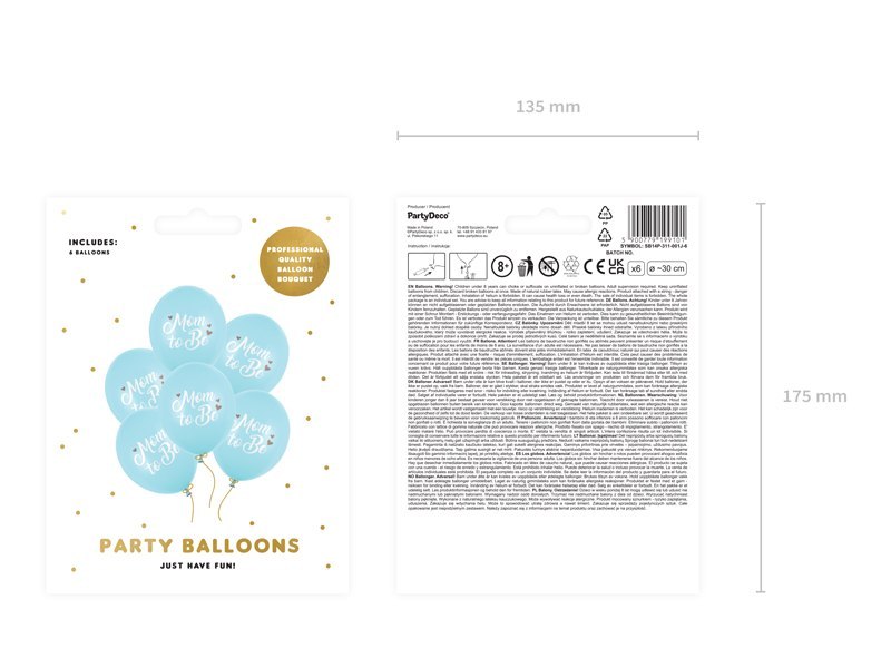 Balony 30 cm, Mom to Be, Pastel Light Blue (1 op. / 6 szt.) Balony 30 cm, Mom to Be, Pastel Light Blue (1 op. / 6 szt.)