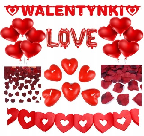 Balony girlanda serwetki konfetti serca WALENTYNKI Balony girlanda serwetki konfetti serca WALENTYNKI