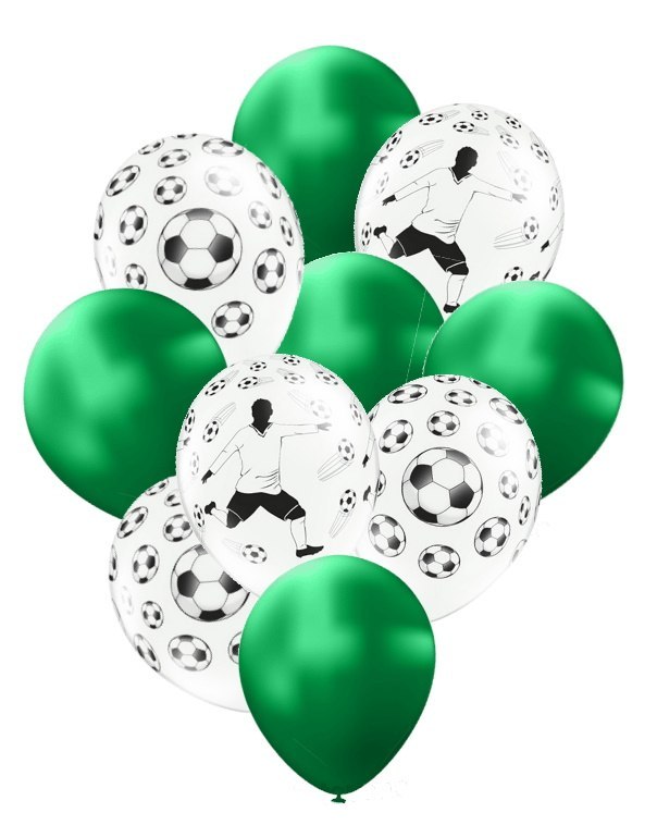 Balony zielone białe na urodziny PIŁKA NOŻNA 20szt