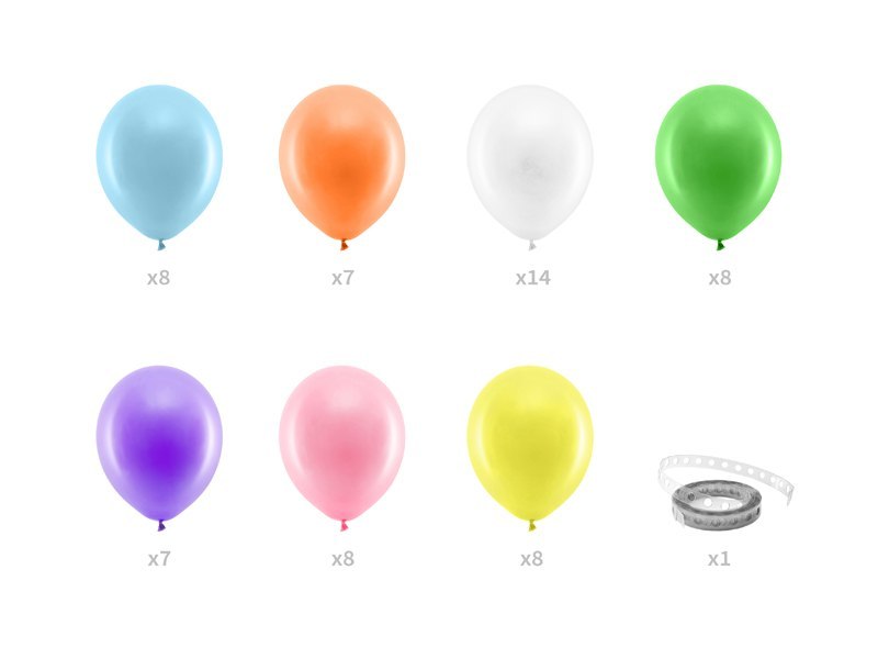 Girlanda balonowa - Tęcza, 200cm, 60 elementów Girlanda balonowa - Tęcza, 200cm, 60 elementów