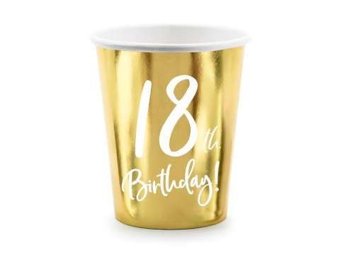 Kubeczki 18th Birthday, złoty, 220ml (1 op. / 6 szt.) Kubeczki 18th Birthday, złoty, 220ml (1 op. / 6 szt.)