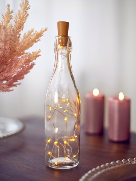 Lampki LED z korkiem do butelki, ciepły biały, 197cm