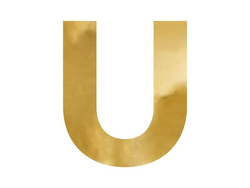 Litera lustrzana ''U'', złoty, 52x61 cm
