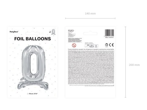 Stojący balon foliowy Cyfra ''0'', 70cm, srebrny Stojący balon foliowy Cyfra ''0'', 70cm, srebrny